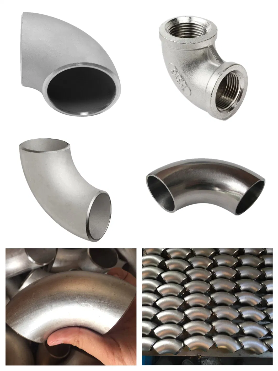 SS304 316 Stainless Steel 45/90/180 Degree Pipe Fitting Butt-Welded/Welding Elbows
